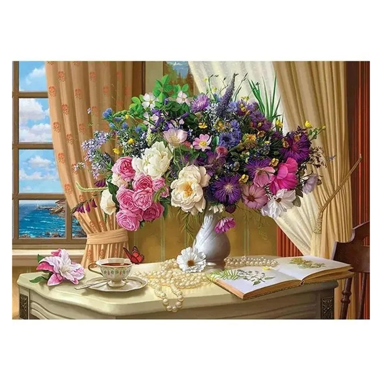 Xenite K Wall Art Canvas Prints Pin Peony Flowers Paintings Posters Pot Culture Plants Posters And Prints Nordic Pastoral Canvas Wall Art Decor Picture Room(,50X70cm)