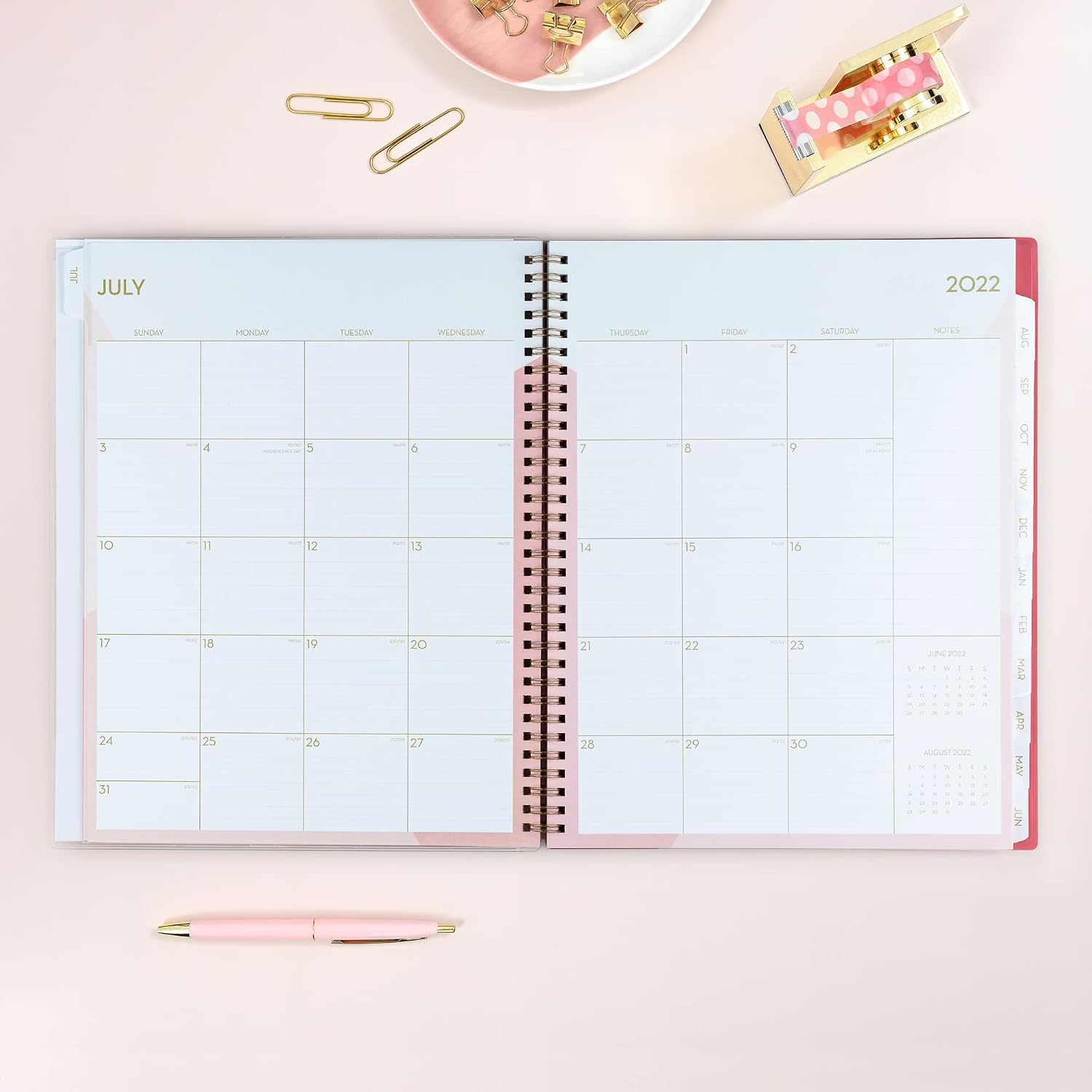 Blue Sky 2022-2023 Academic Year Weekly & Monthly Planner, 8.5" x 11", Flexible Cover, Wirebound, Cali Pink (130619-A23)