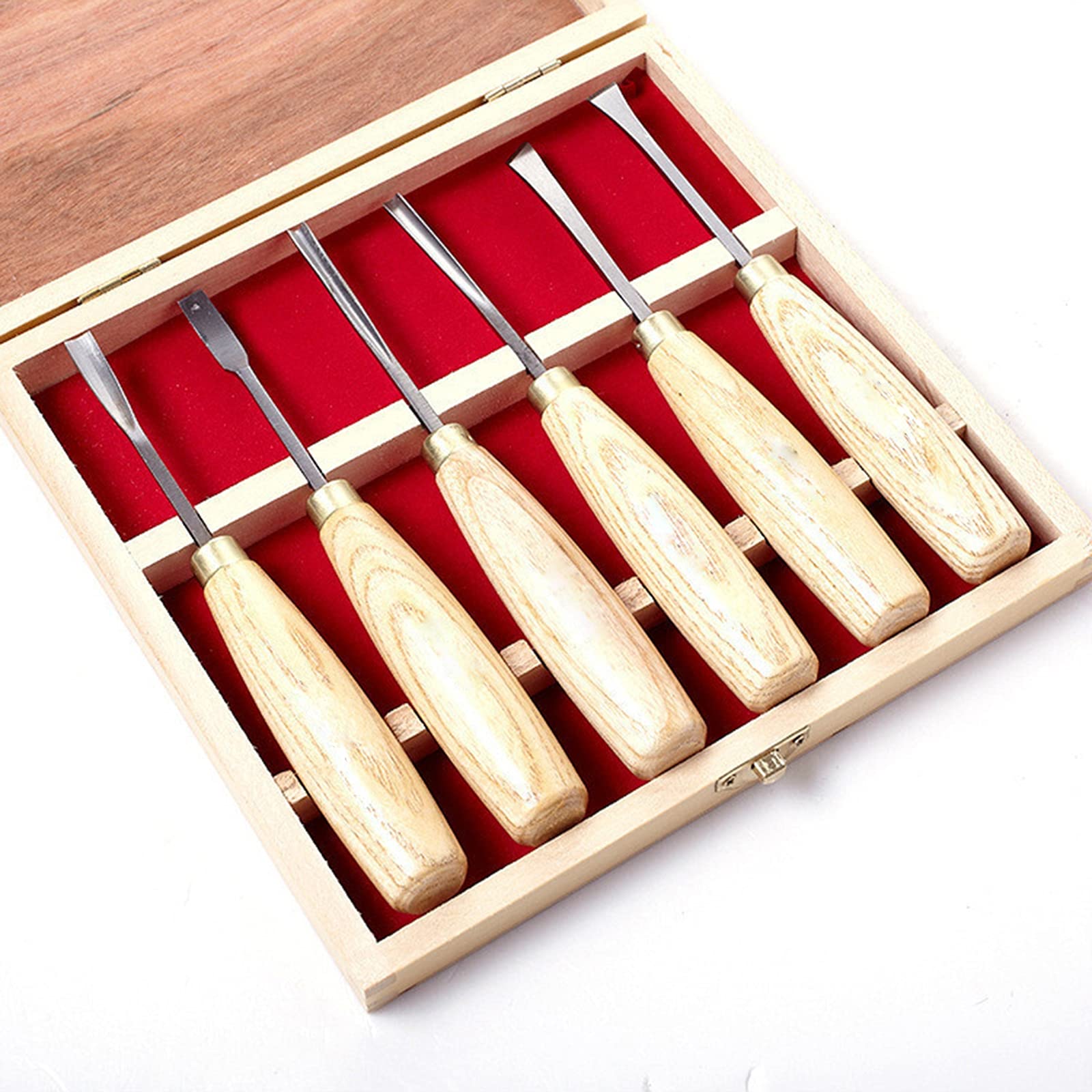AGAATI Juego escultórico de 6 uds, Cuchara de separación en V, gubia de Cola de pez, Tallado en Madera, Manos de carpintería para tallar cincel de gubia de Madera
