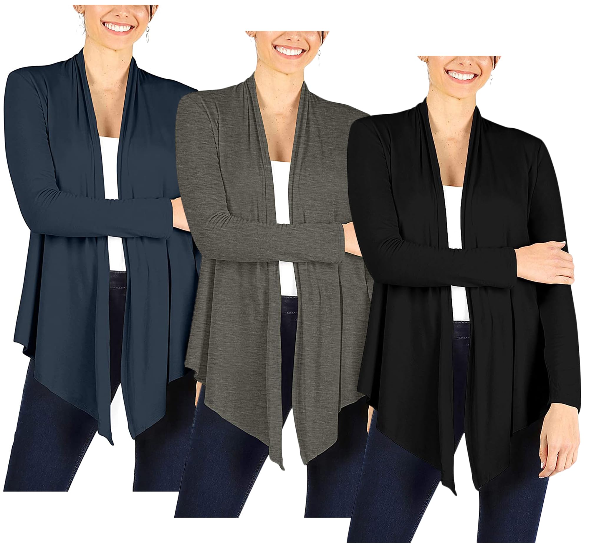 Simlu 3 Pack Lightweight Cardigans for Women Reg and Plus Size Light Cardigans for Women Summer Long Sleeves