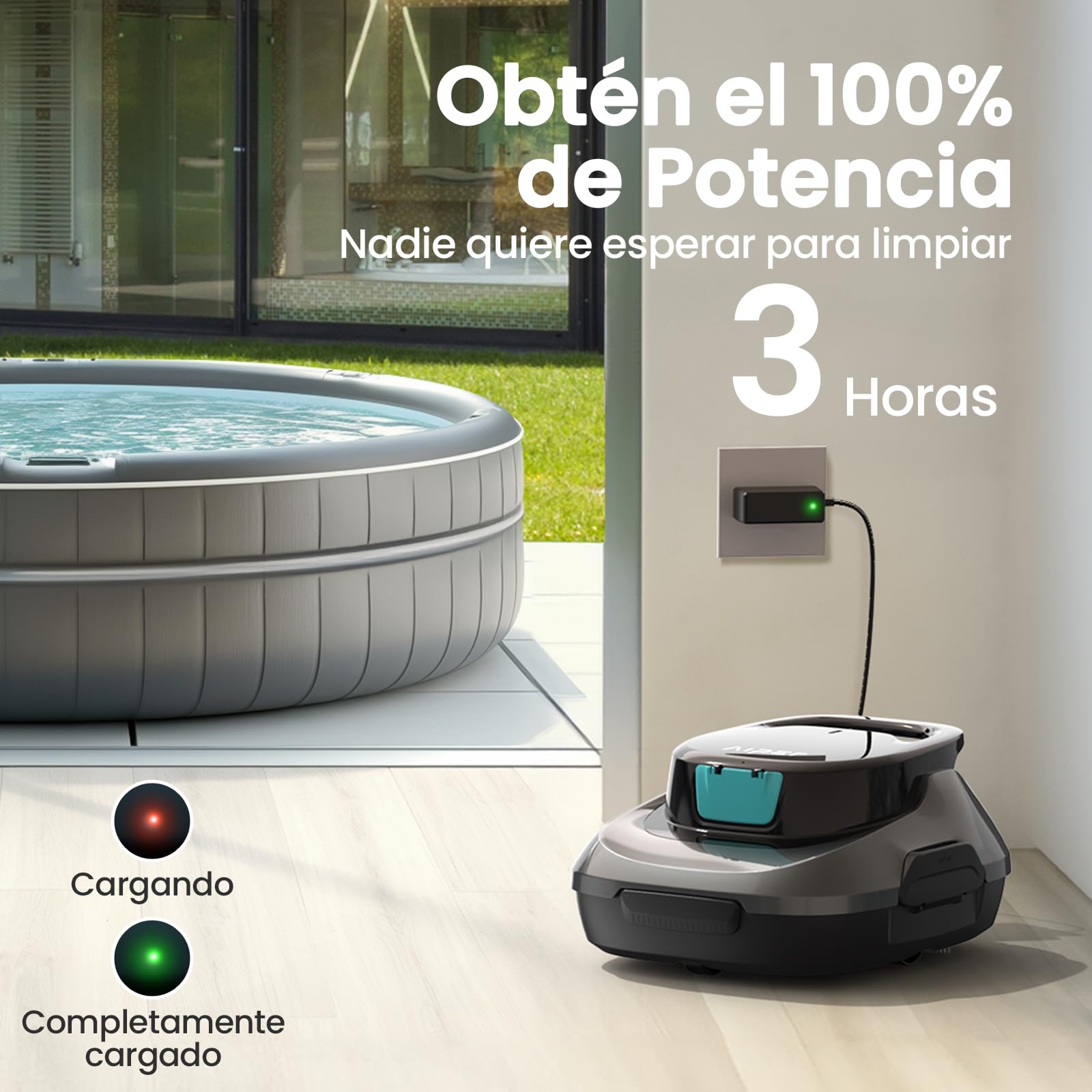 AIPER Scuba SE Robot Limpiafondos Piscina Inalámbrico, Aspirador Automático para Piscinas Elevadas, 90 Min de Autonomía, Aparcamiento Inteligente y Succión Eficiente, para Piscinas de hasta 80 m²