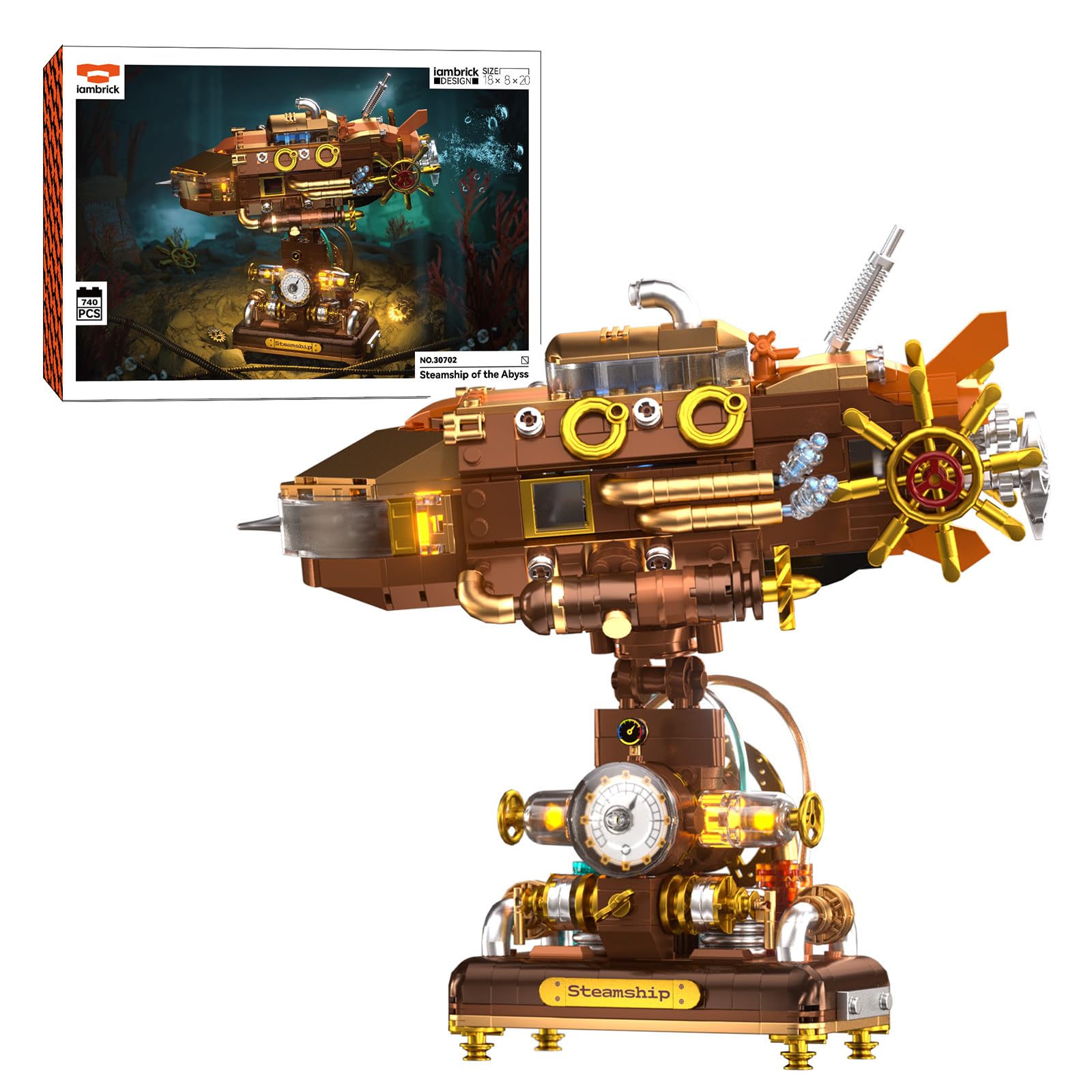 Steampunk Submarine Building Set for Adults,Deep Sea Exploration Ship