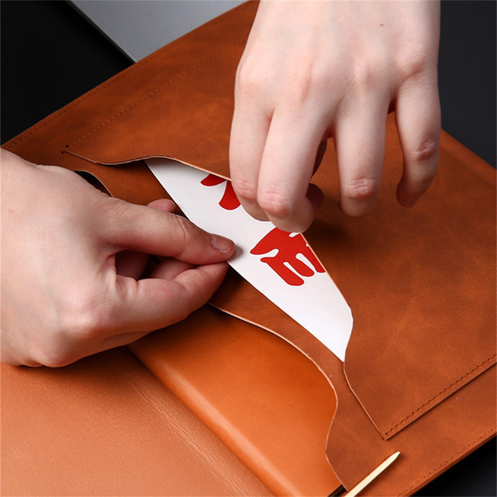 LYVQZPWLRcartella PU pelle, Cartelle portadocumenti in pelle A4, borsa portadocumenti impermeabile con bottone a pressione(Bruin)