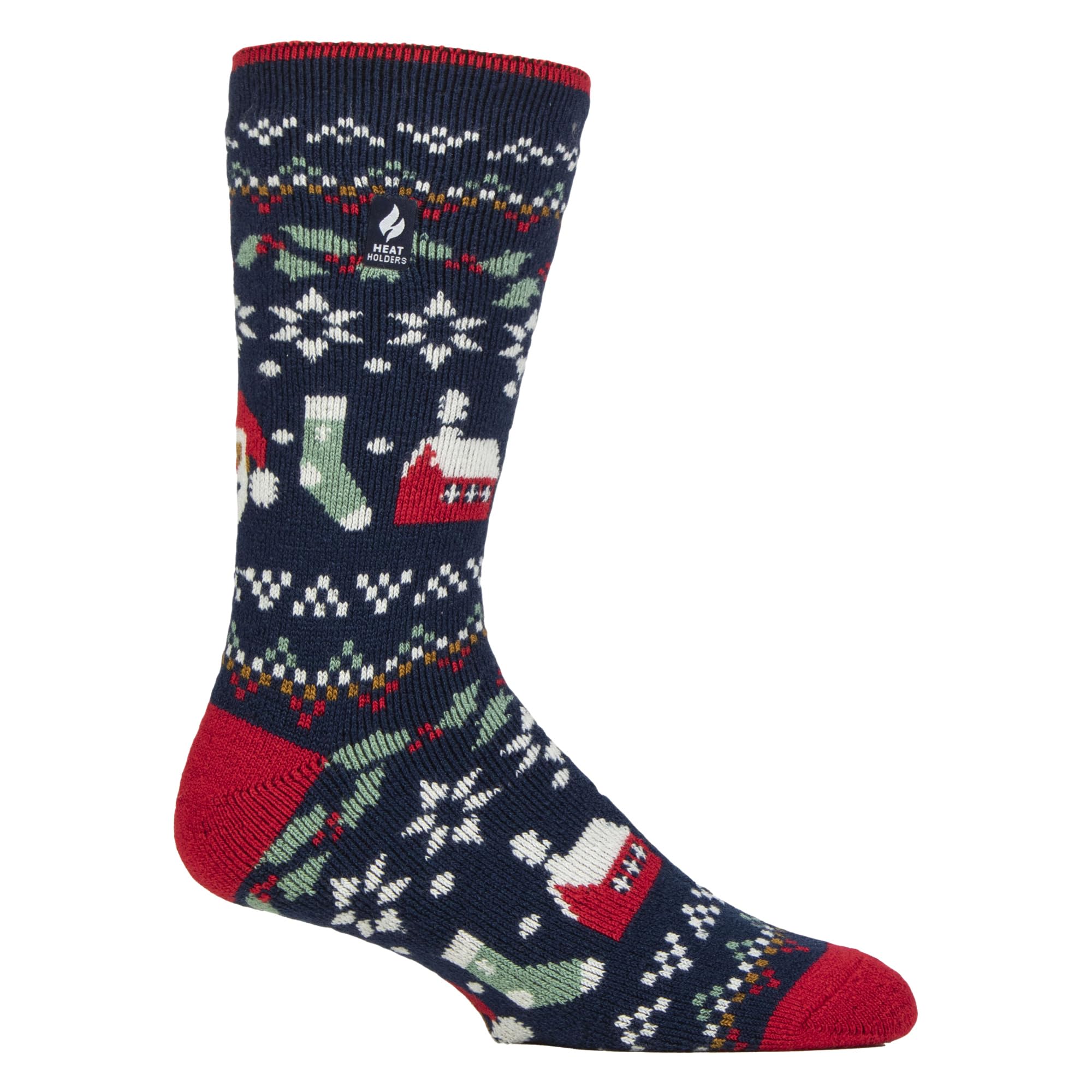 HEAT HOLDERS Men's Fluffy Christmas Thermal Socks | Fuzzy Novelty Winter Lite Socks | Xmas Gift (6-11, Festive Tidings)