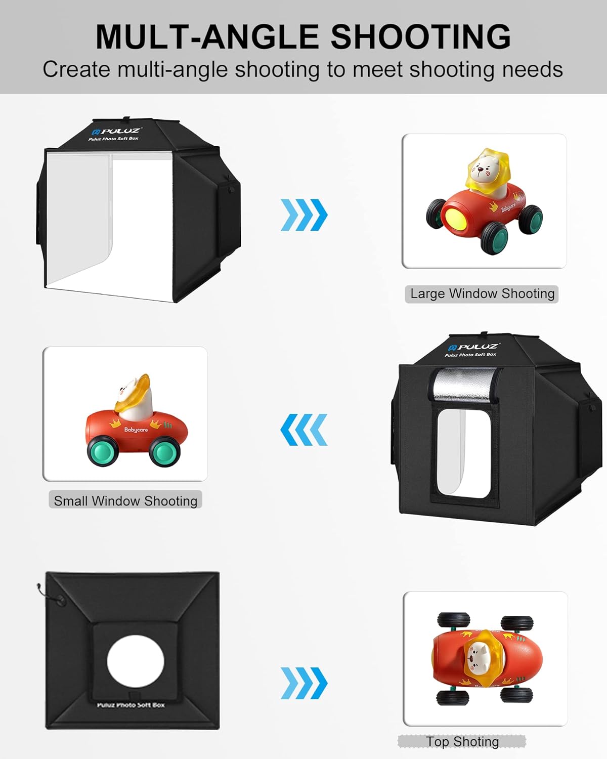 PULUZ fotóstúdió LED panelok és vezérlés