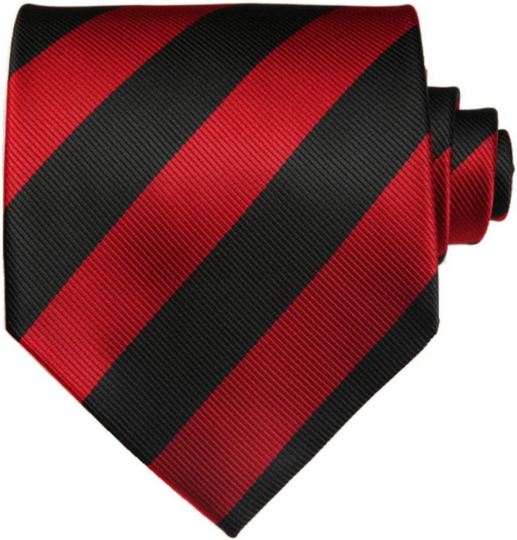 Classic Men's Striped Ties UK Neckties (Black & Red)(Size: 3 X 59 )