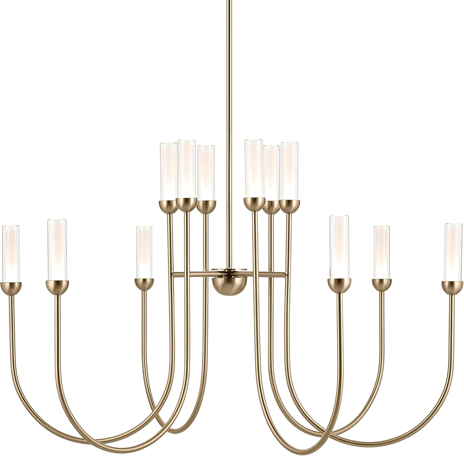 Kichler Moraine LED 12-Light 2-Tier Chandelier, Updated Traditional Light in Champagne Bronze, Sloped Ceiling Compatible, for Foyer or Great Room (27.5" x 40"), 52759CPZLED