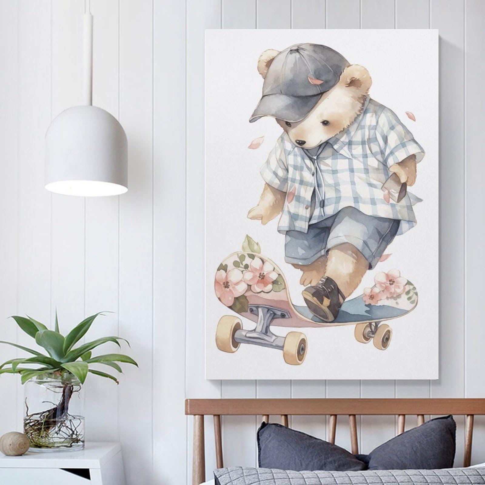 Affiche d'art aquarelle ours toile peinture murale salon 60x90 cm - 6