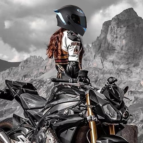 Miniatura 6 de Casco de motocicleta Bluetooth, aprobado por DOT, capucha de doble cara, tipo flip tipo micrófono integrado con doble altavoz, adecuado para