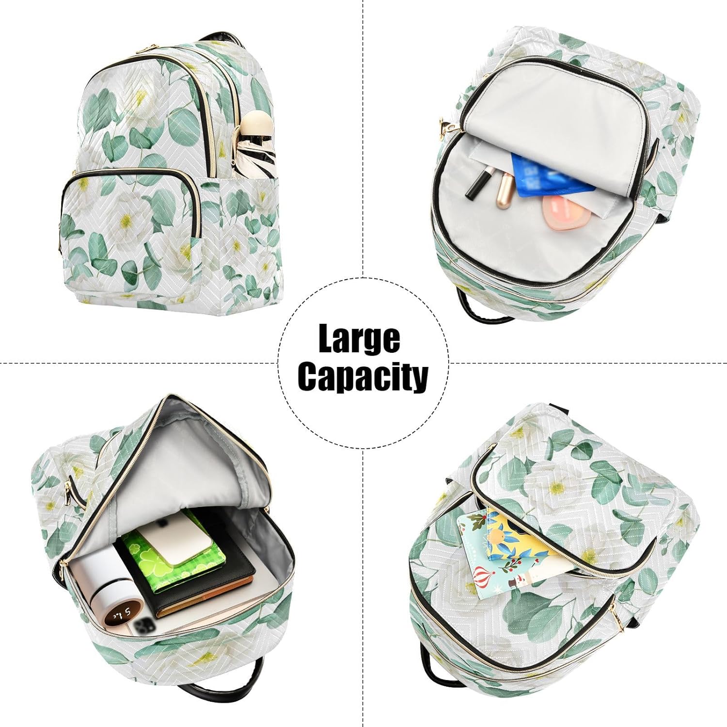 Fashion Backpack Mini Backpack Purse Casual Daily Backpack White Camellia for Travel for College Work
