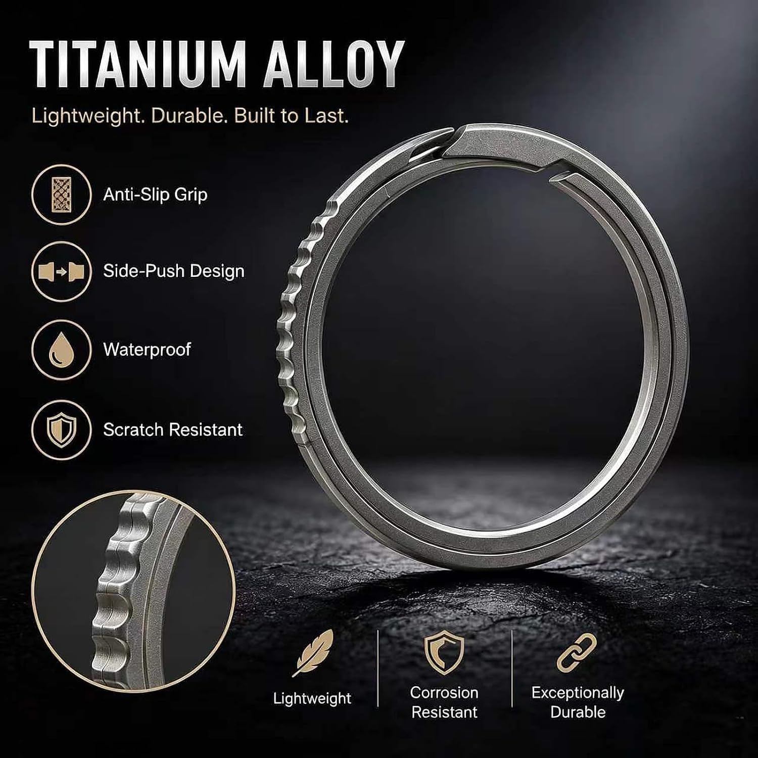 Genuine Leather Car Keychain, Titanium D-Ring Key Fob for Men and Women | Genuine leather keychain set with titanium D-ring, key ring, mini screwdriver, and gift box for secure everyday car carry.