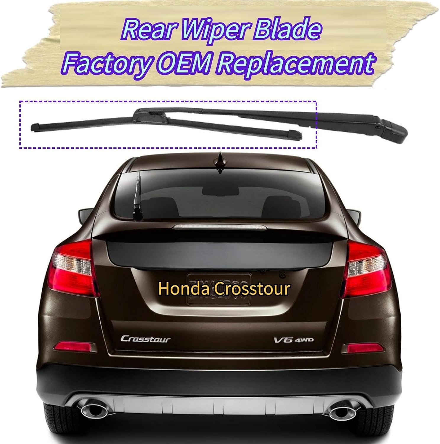Rear Wiper Blade for Honda Crosstour Hatchback 2012-2015 2014 2013 | Exact Fit EX, EX-L Models | All Season | OEM Replacement Rear Back Windshield Wiper Blade