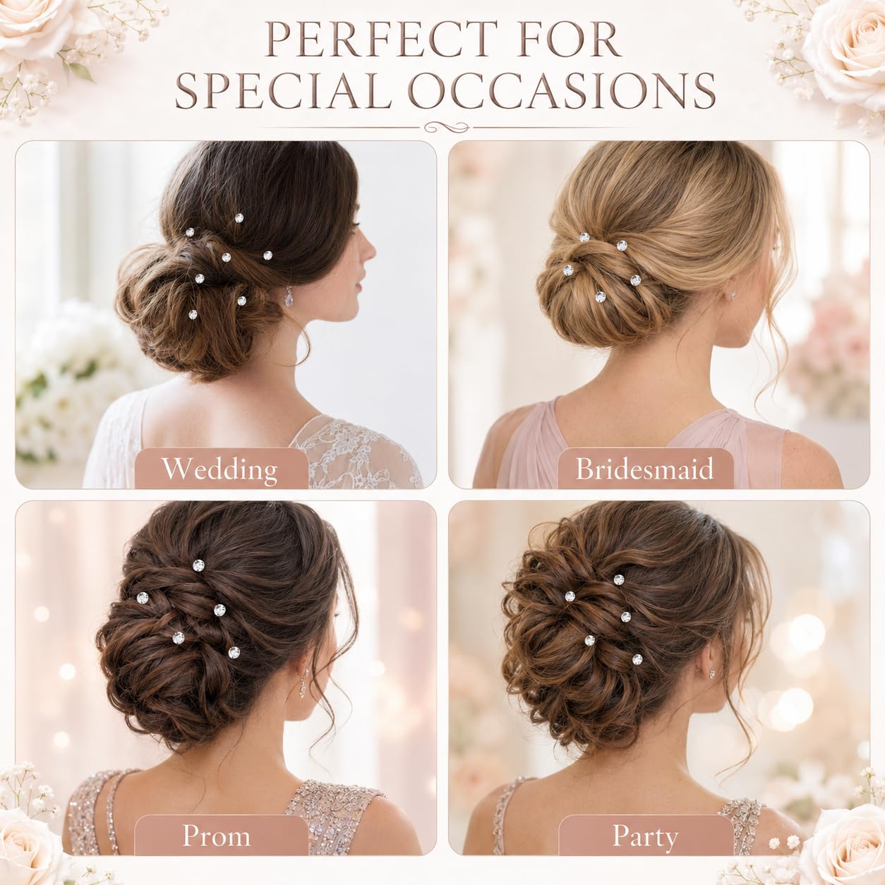 40 Pcs Bridal Wedding Rhinestone Hair Pins, U Shaped Diamond Hair Clips, Crystal Silver Wedding Hair Jewellery Hair Styling Accessories for Women Girls Bridesmaids Prom image 5