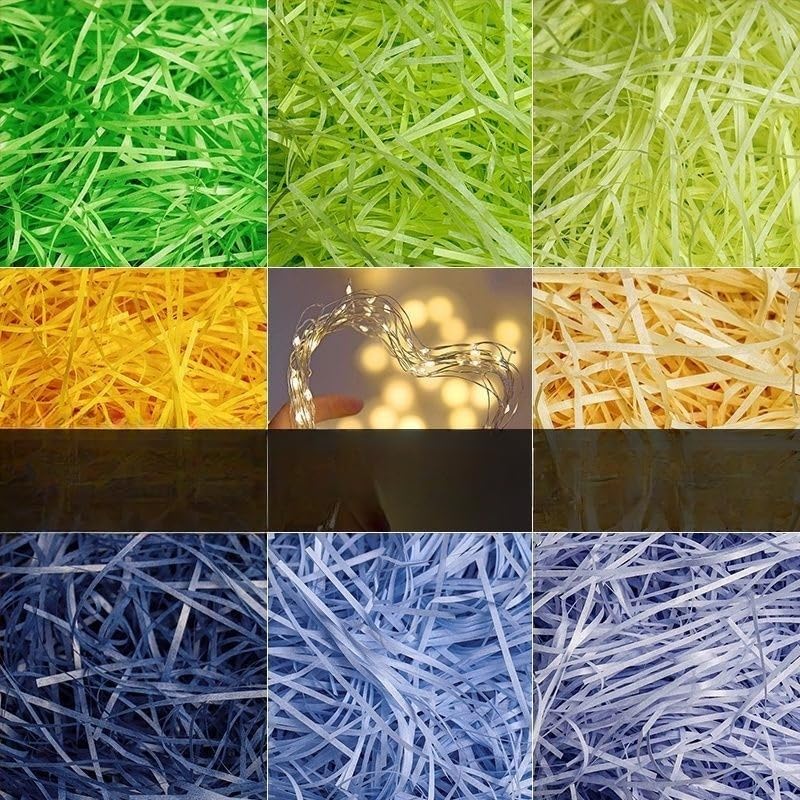 Papier déchiqueté pour boîtes-cadeaux, Papier de soie froissé à paillettes, 30-500 g, multicolore(Style B/Red,500g)
