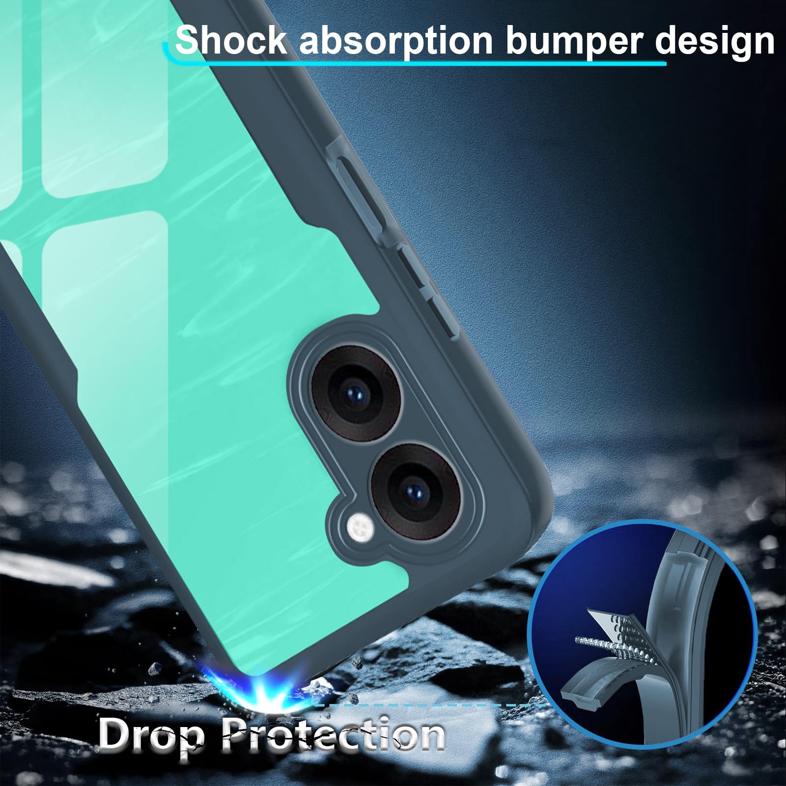 SEAHAI Cover Per Xiaomi Redmi A5 4G - Custodia Ibrida Traslucida Army Green Con Anello Porta E Supporto 360°