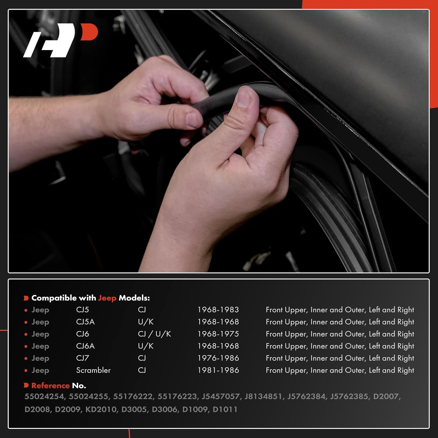 A-Premium 10PCS Door Seal Strip & Window Molding Trim Weather Stripping Kit Compatible with Jeep CJ5 1968-1983, CJ7 1976-1986, Scrambler 1981-1986, CJ5A 1968, CJ6A 1968, CJ6 1968-1975