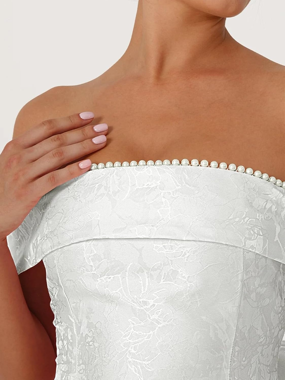 Satin Homecoming Dresses for Teens Off Shoulder Pearl Corset Prom Dress with Bow A-Line Short Cocktail Party Gowns