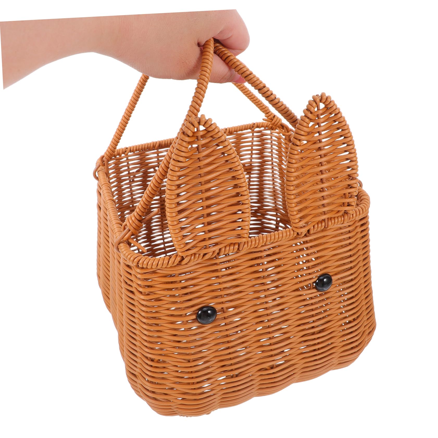 Luxshiny Osterkorb mit Kaninchenohren Handgewebter Kunststoffkorb für Süßigkeiten Eier und Heimdekoration Vielseitig Einsetzbar für Drinnen und Draußen