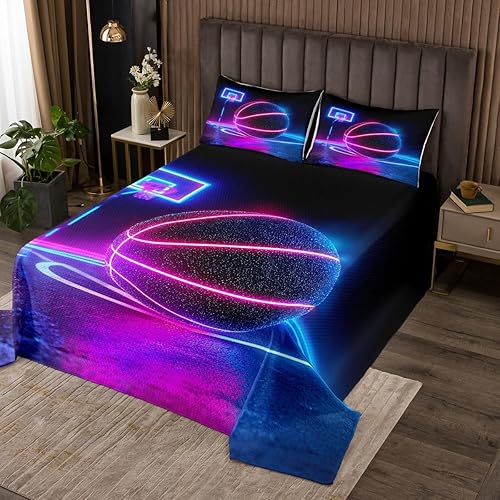 Miniatura 5 de Homewish Juego de 2 piezas de colcha con diseño de delfín, diseño de vida marina y estrellas de mar, coral, para decoración de habitación de niños,