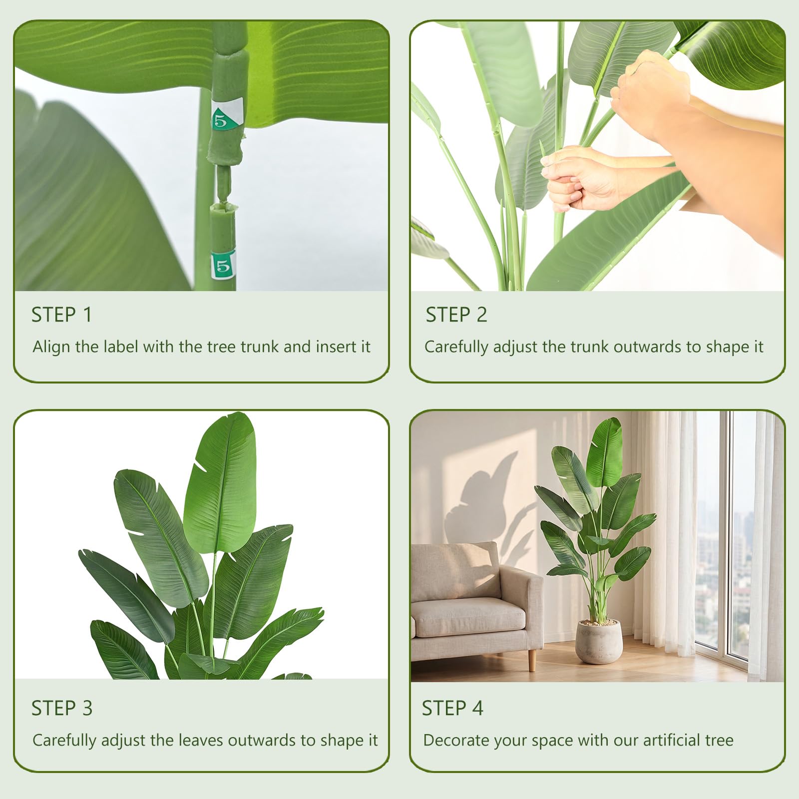 Arbre Artificiel 150m Oiseau du Paradis, Plante Artificielle PE Bananier Artificiel, Fausse Plante Interieur, Palmier Tropical Faux Arbre Vert avec Pot pour Decoration Maison Salon Chambre