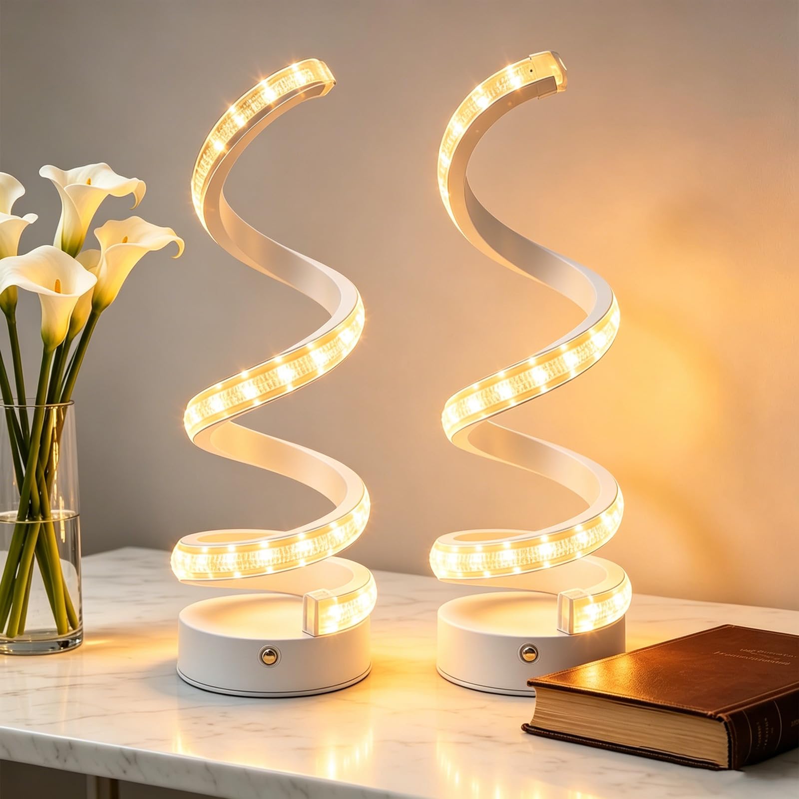 Sonhomay LED Table Lamp Spiral USB Bedside Light
