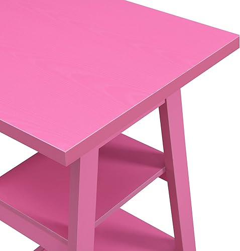 Miniatura 5 de Convenience Concepts Designs2Go - Escritorio con caballete doble con estantes, color rosa