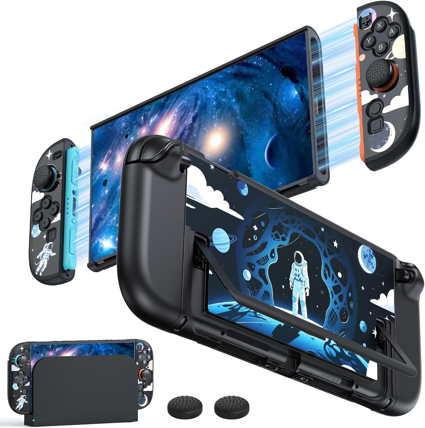 Space Protective Case for Nintendo Switch 2 (2025), Slim Hard Shell Scratch & Shock Protection Cover for Joy Con 2 with 2 Thumb Grips