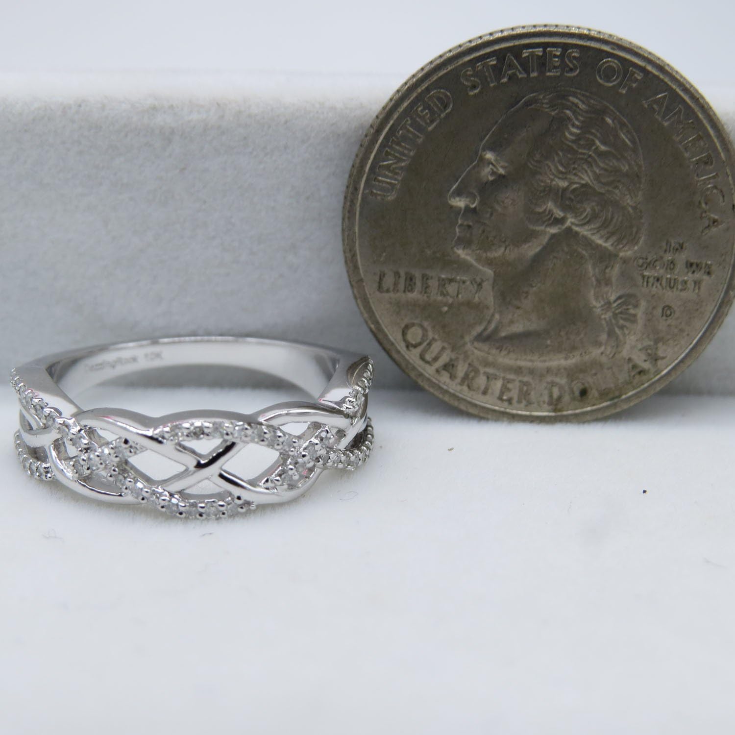 Dazzlingrock Collection 0.20 Ctw 10K Real Solid Gold Round Natural Diamond Women Swirl Fashion Right Hand Ring 1/5 CT