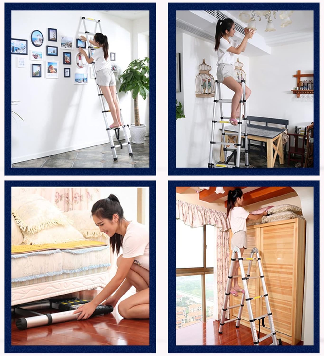 Telescopic Ladder Heavy Duty Dual-use Telescoping Ladder Foldable, Home/Loft/Office/Industrial Telescopic Ladder, Lockable Extension Climbing Ladder (Size : 5.6m/18.4ft)
