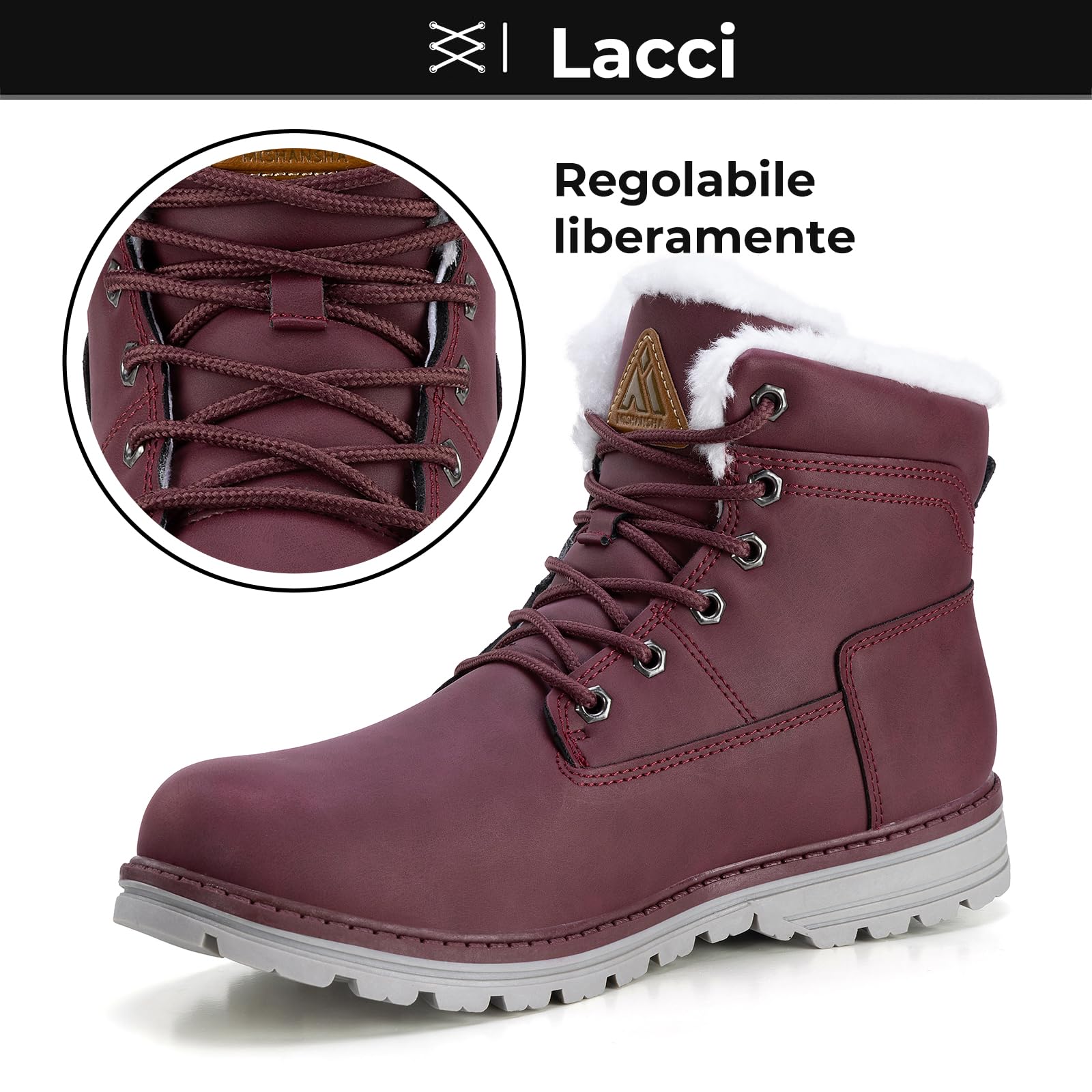 Mishansha Stivali da Neve Uomo Inverno Scarpe Pelliccia Donna Caldi Scarponcini Trekking Imbottiti 36-48