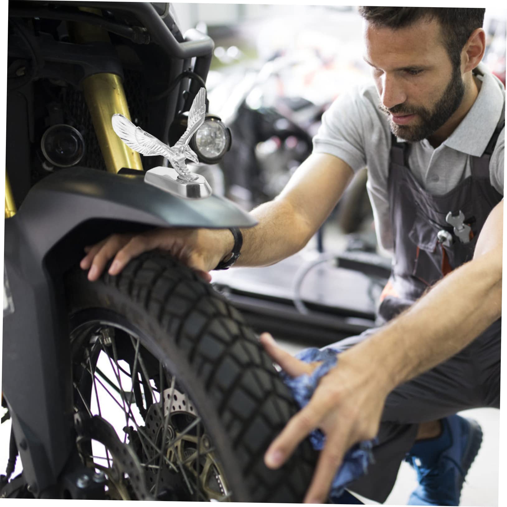VALICLUD Motorrad-Abzeichen Adler Frontdekoration 3D Metall Emblem Für Universal Motorhauben Verzierung Wetterbeständig Motorradzubehör