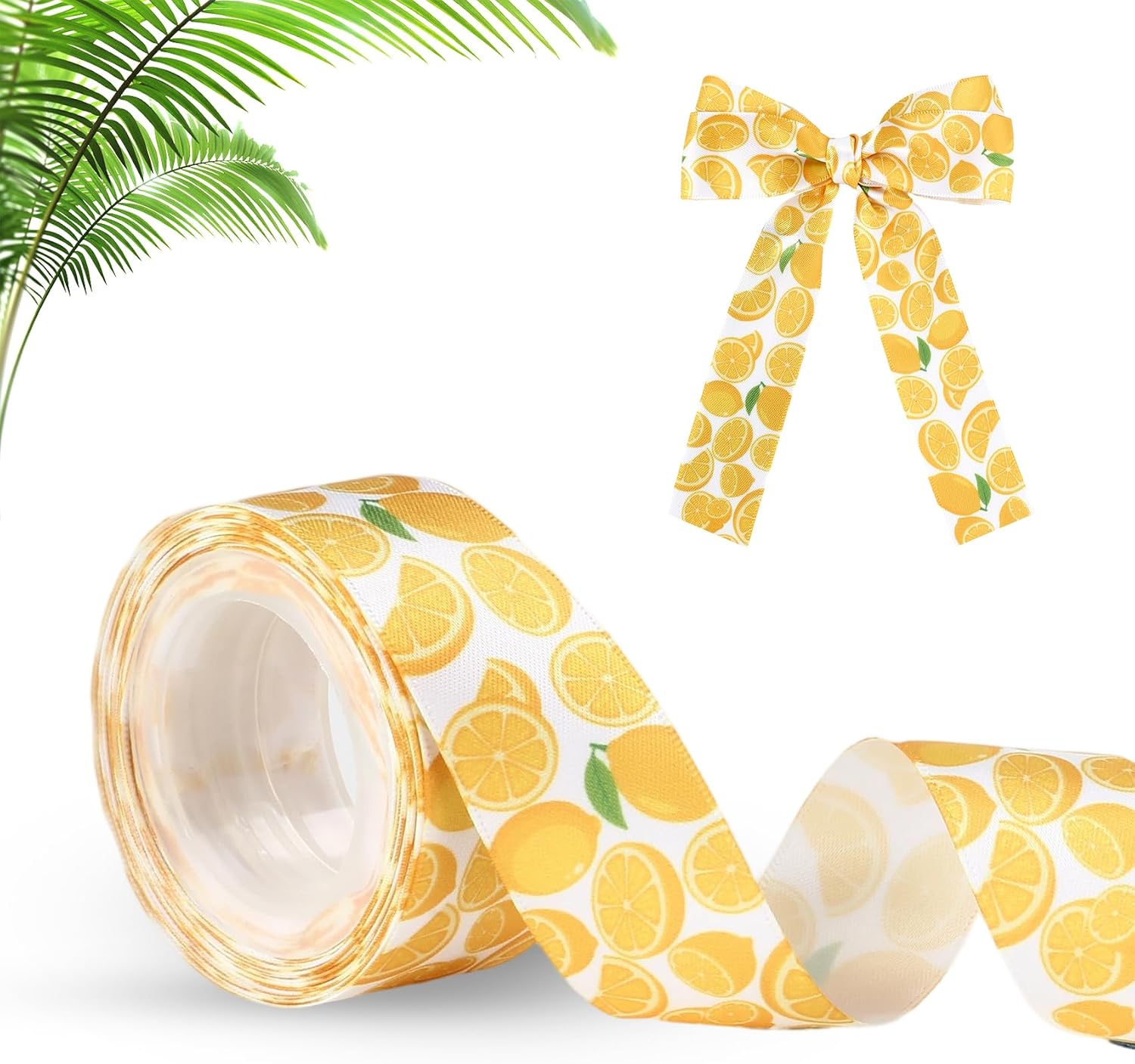 Lemon Ribbon 5 Yards 1 Inch Satin Printed Summer Ribbon Decorative for Gift