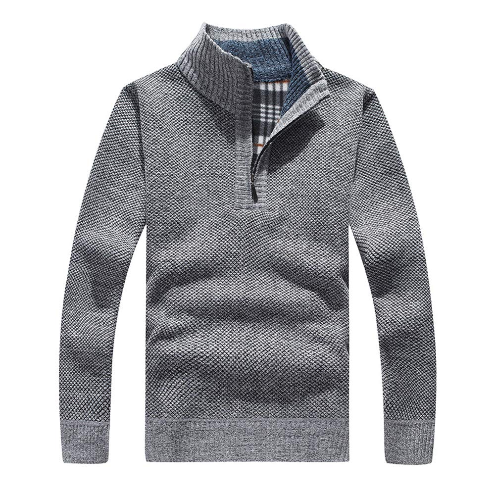 Les umes Herren Pullover mit halbem Reißverschluss Rollkragenpullover aus Strick Warmer langärmeliger Stehkragenpullover