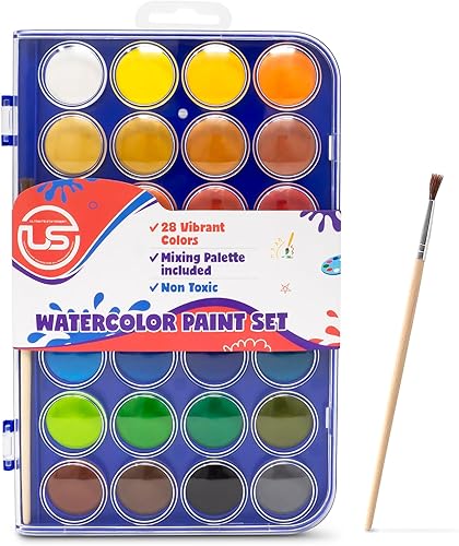 Juego de pintura de acuarela lavable 28 colores vivos incluye paleta de mezcla de acuarela y 1 pincel perfecto para artistas pintores principiantes disponible en Yaxa Colombia
