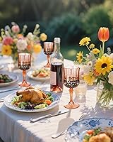 Vista 7 de Ciaell 24 copas de vino de plástico ámbar – 7 oz ámbar vintage vasos – Juego de copas de agua desechables para fiestas, bodas, bares, vino, cerveza