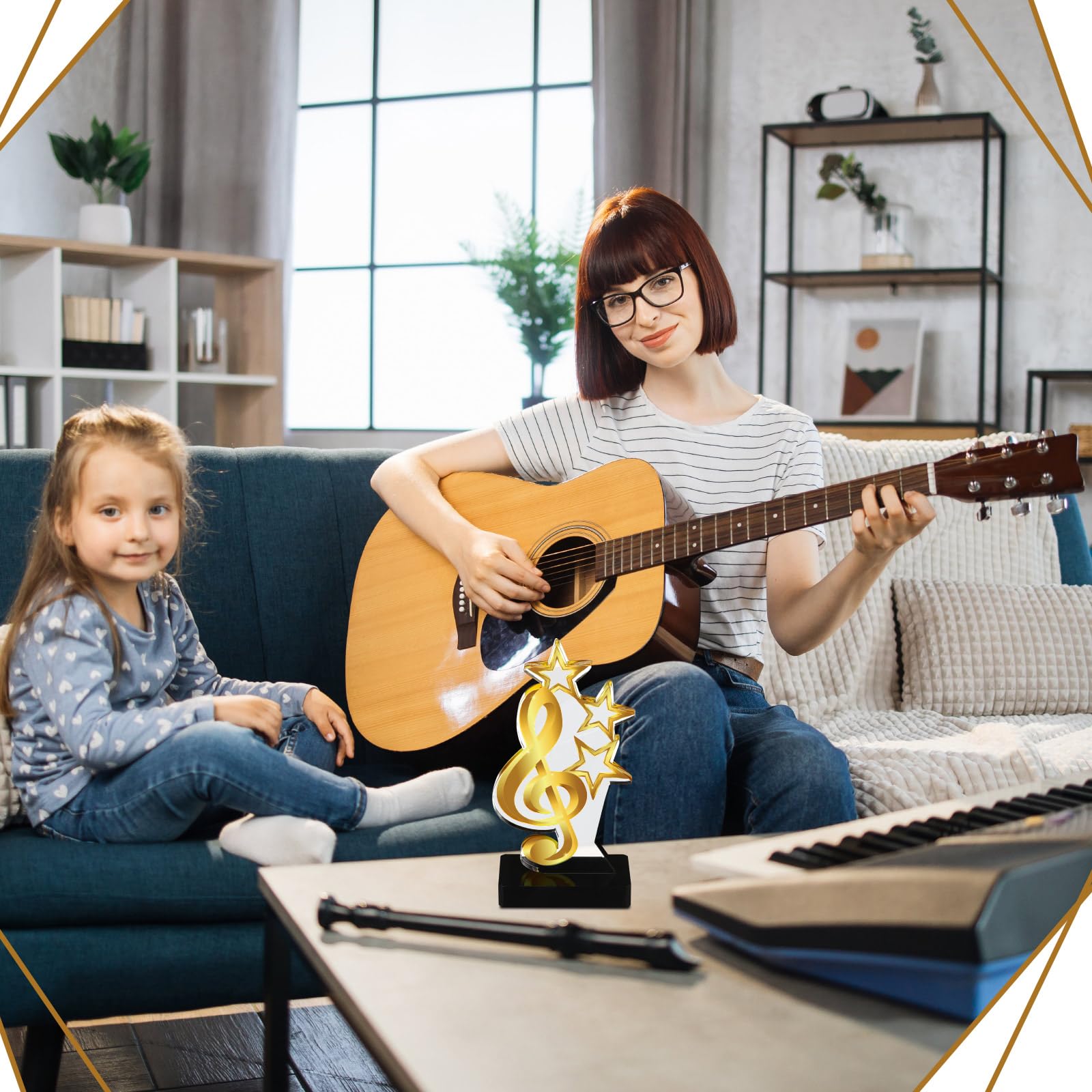 Landical Paquete de 4 trofeos de premio de música, oro ganador de la música, trofeos de música acrílica, premio de música, regalo para torneos, competiciones, fiestas, niños y adultos