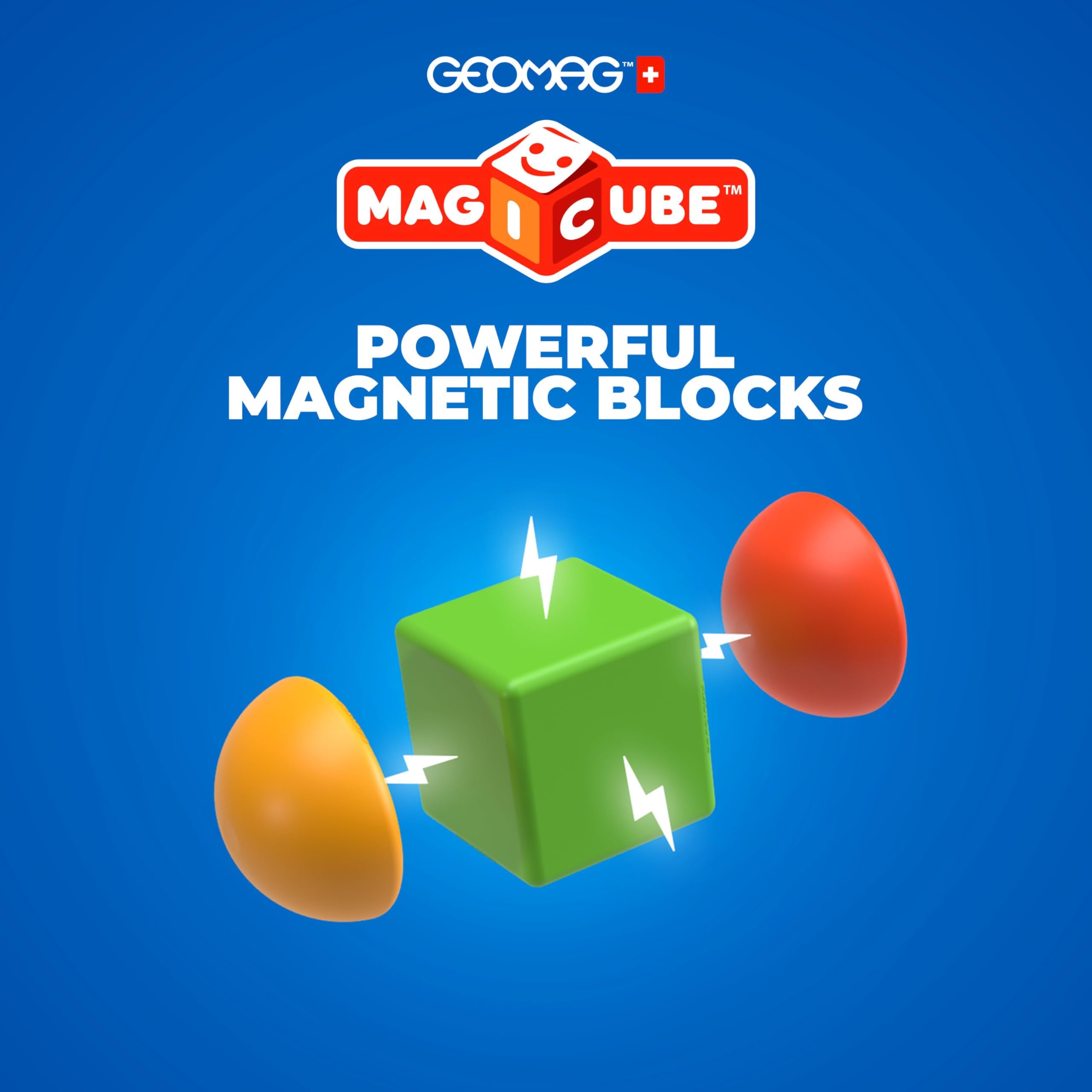 GEOMAG - Magicube Stacking 8 Jungle | Magnetyczne kostki budowlane | Zestaw bloków z postaciami dżungli | Magnetyczny system łączenia | Pierwsze konstrukcje geometryczne