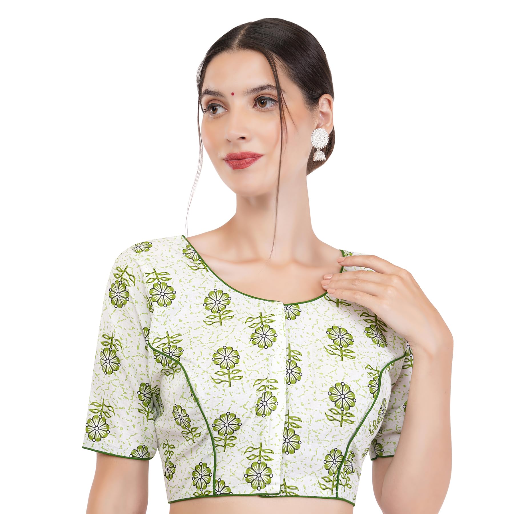 Women Pure Cotton Printed Linning Blouse I Blouse I Cotton Blouse I Printed I Round Neck Blouse I 100% Cotton Blouse I Printed Blouse I Short Sleeve Blouse I Princes Blouse-image-10