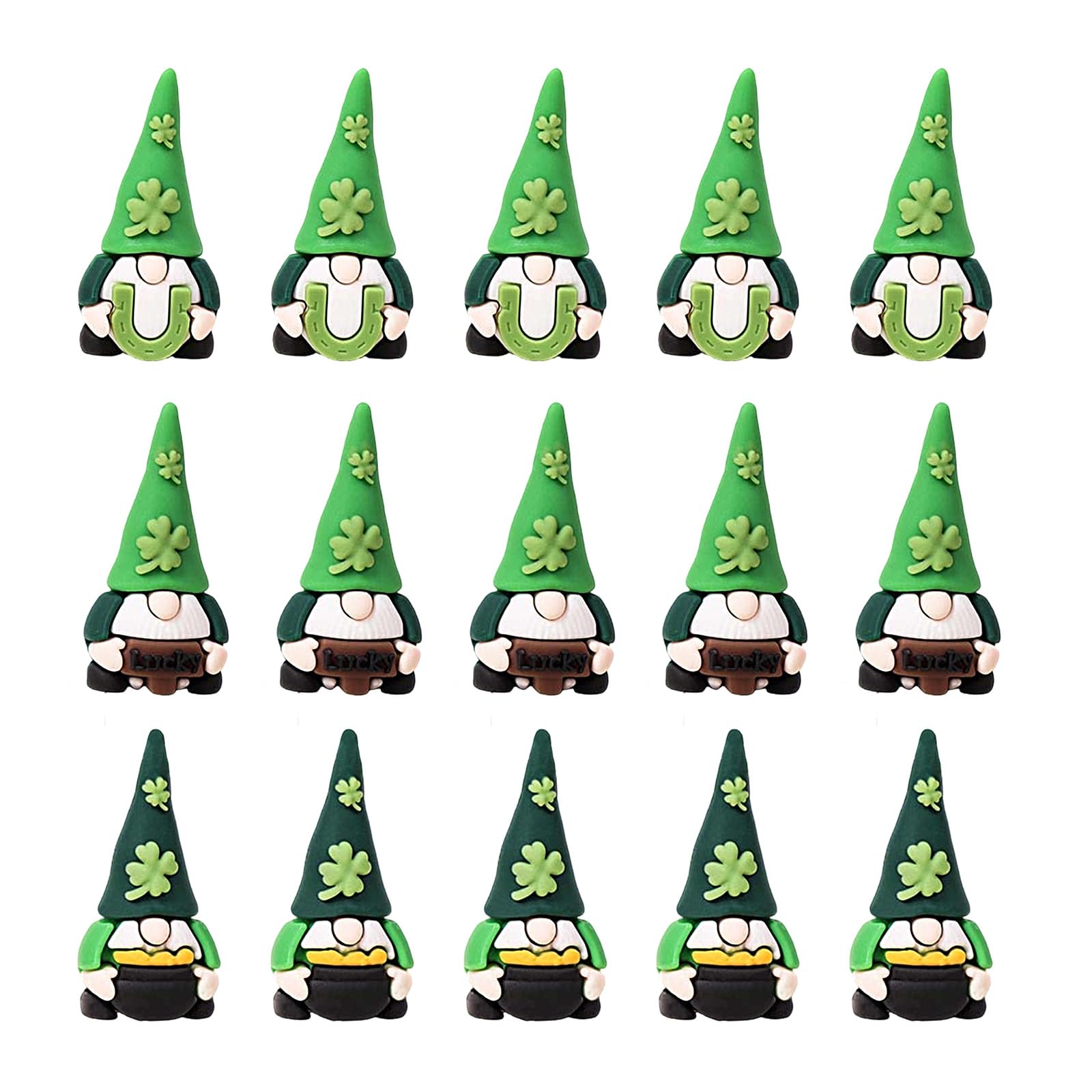 Hredyqw 15/30 Minis Patrick's Day Gnomes Minis Figures Miniature Gnomes Figurines Tiny Green Irish Shamrocks Statues