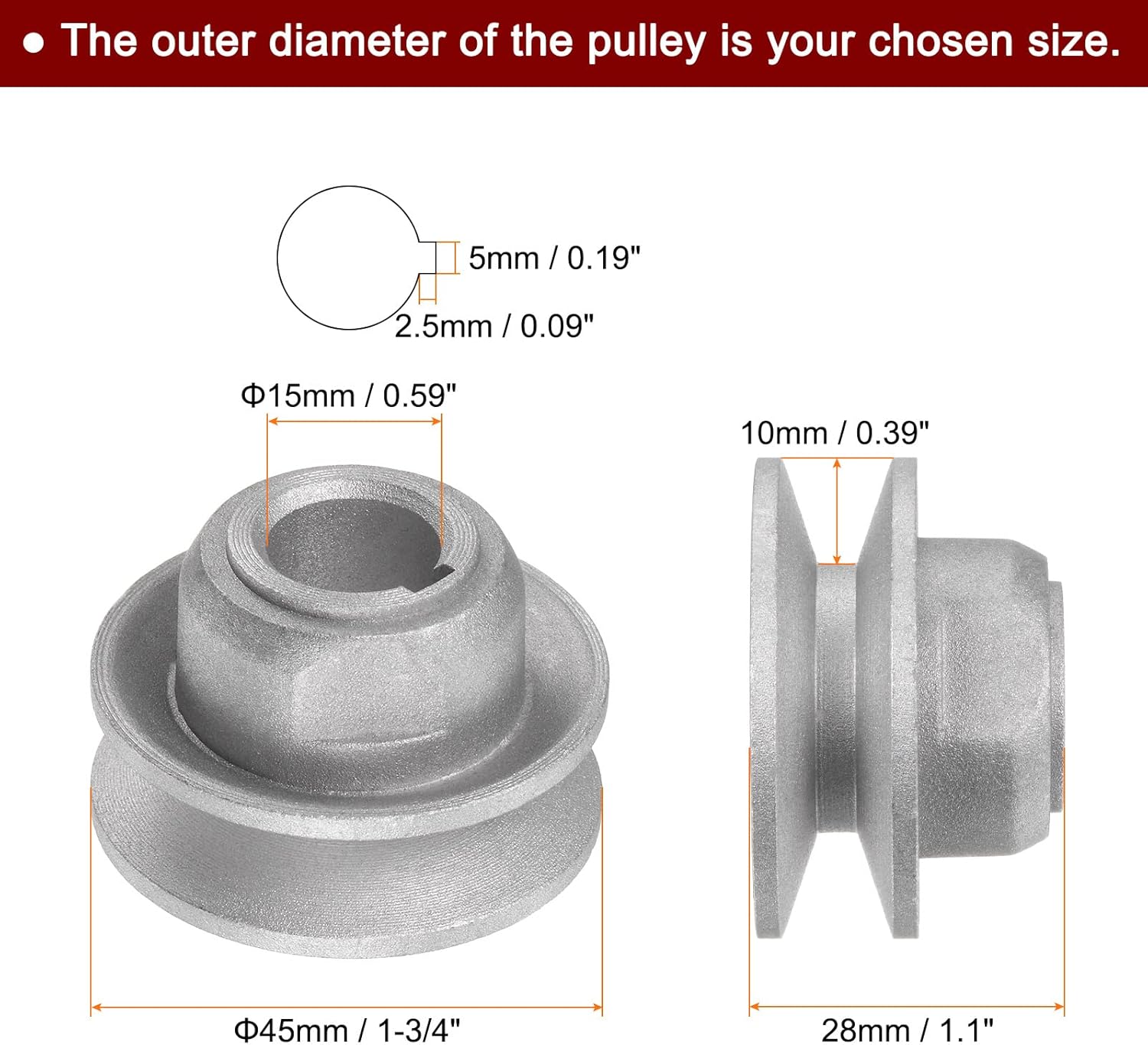 HARFINGTON Industrial Sewing Machine Clutch Motor Pulley 15mm Inner 45mm Outer Dia Aluminum Electric Transfer Wheel Pulley