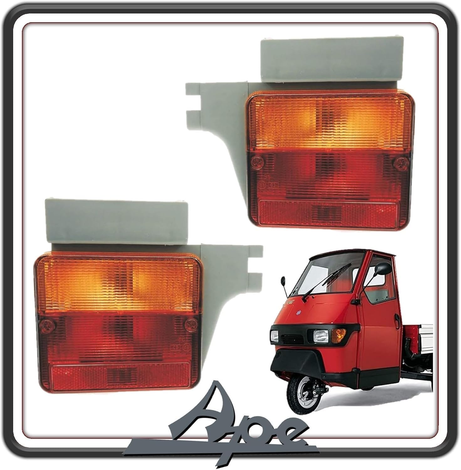 PIAGGIO KIT DUE FANALE FANALI FARO FRECCIA FRECCE INDICATORI DI DIREZIONE POSTERIORI LATO SINISTRO + DESTRO APE 50 TUTTI I MODELLI FINO AL 1997 ORIGINALE
