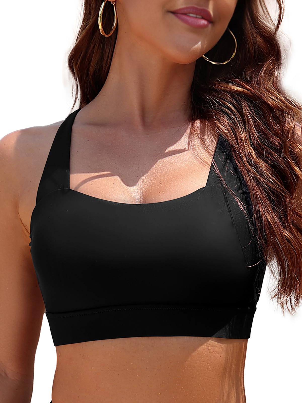 SHEKINI Top Bikini da Donna Push Up Crop Top Costume da Bagno Tank Asciugatura Rapida Bikini Sportivo Swimsuit Costume Bikinis Tinta Unita Swimwear