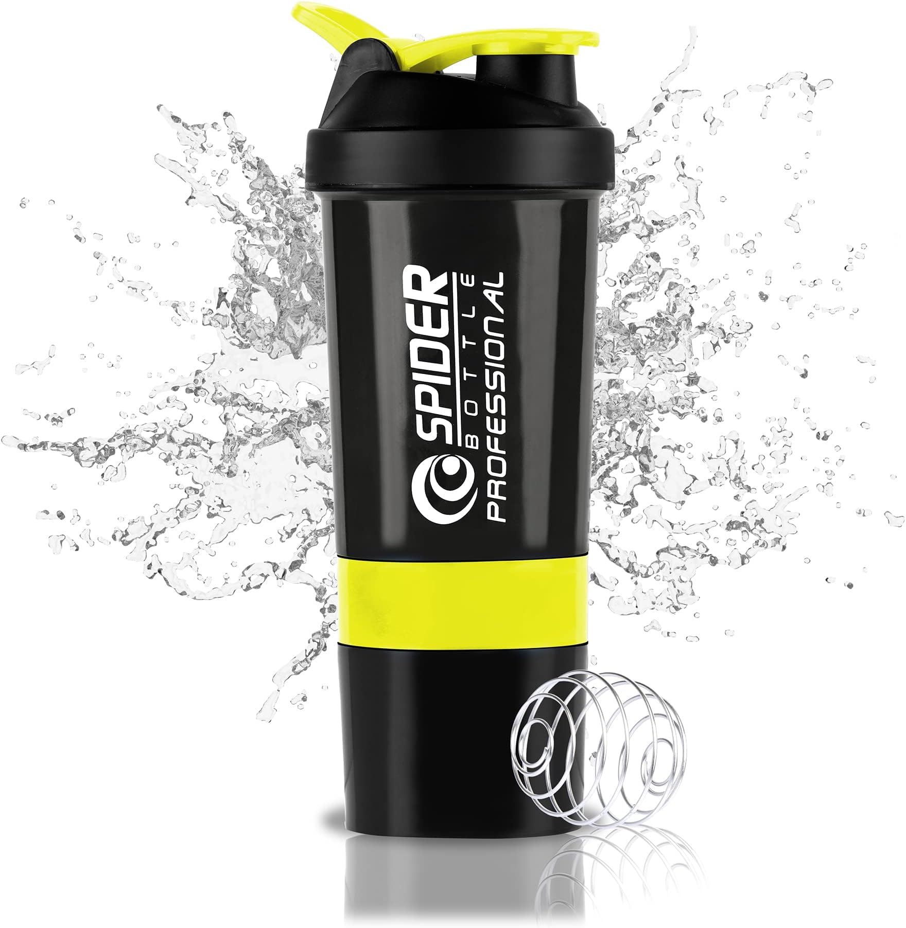 ELLEGIANT Spider Shaker for Protein Shake | Gym Shaker for Protein Shake| Cyclone Gym Shaker with Blender | Protein Shaker with 2 Storage Compartments |Food Grade BPA Free | Multicolour | Capacity 500 ML