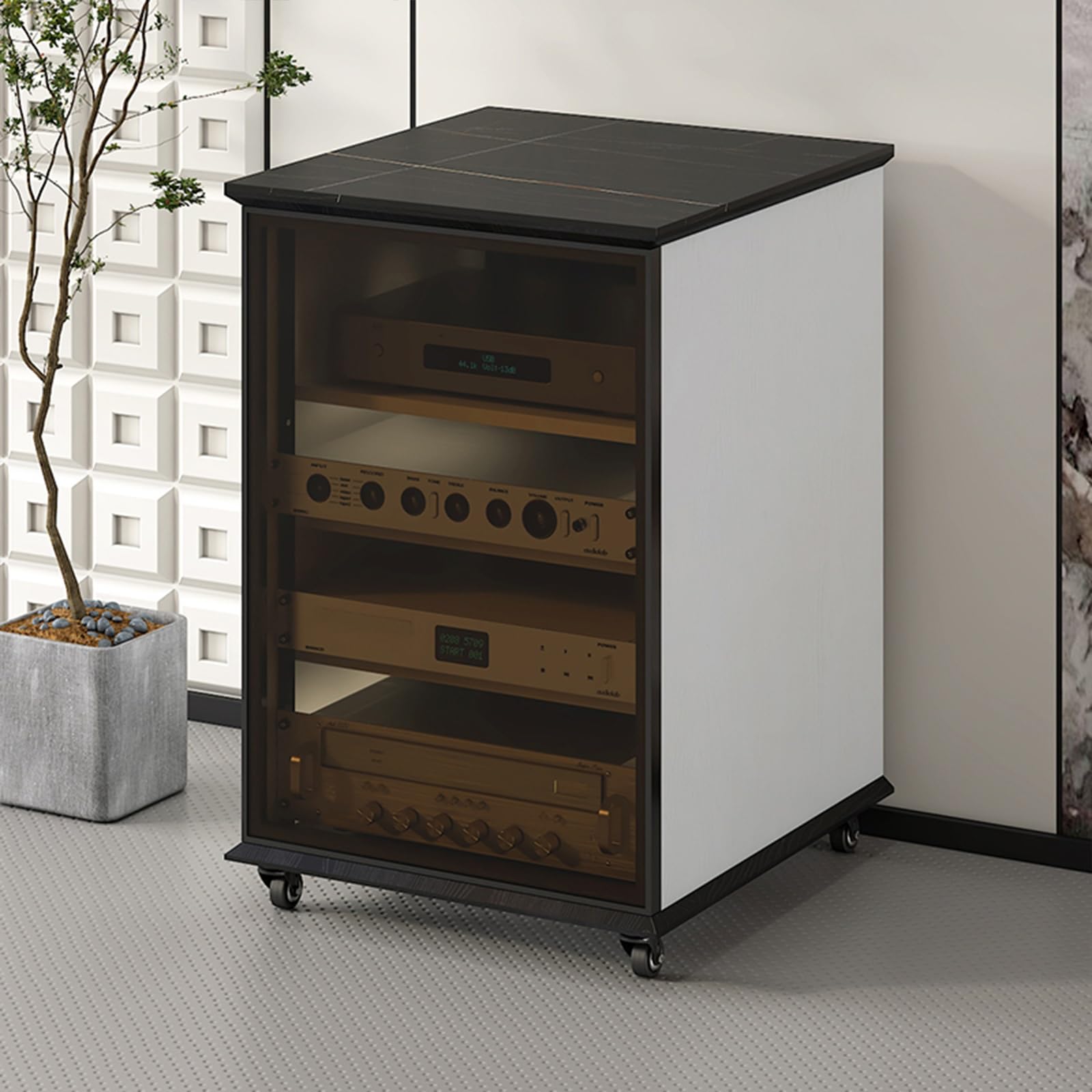 Av cabinet,stereo component cabinet,media cabinet,av media stand,audio rack,Stereo cabinet,audio rack cabinet,audio cabinet,record player console cabinet,corner media cabinet(White,81.5cm/32.08in)