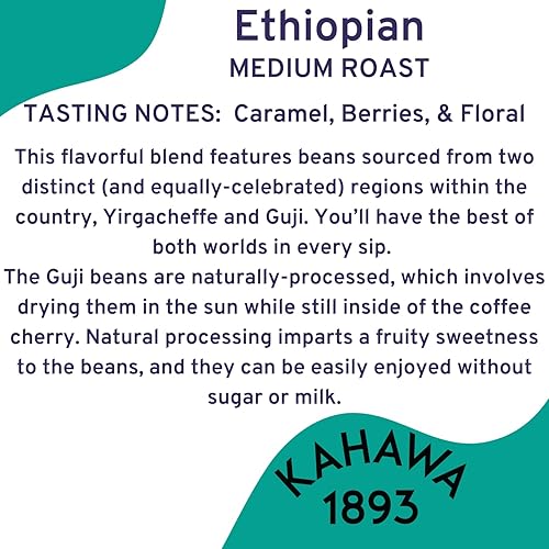 Miniatura 2 de KAHAWA 1893 - Granos de café enteros - Mezcla etíope - Como se ve en Shark Tank - Tostado medio - Directamente de origen agricultor - Procesado
