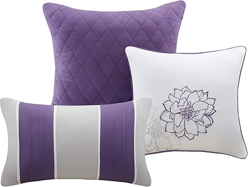 Miniatura 3 de Madison Park Lola Juego de colcha 100 % algodón, informal, floral, puntadas en canal, 365 días, ligero, colcha, almohadas decorativas, fundas,