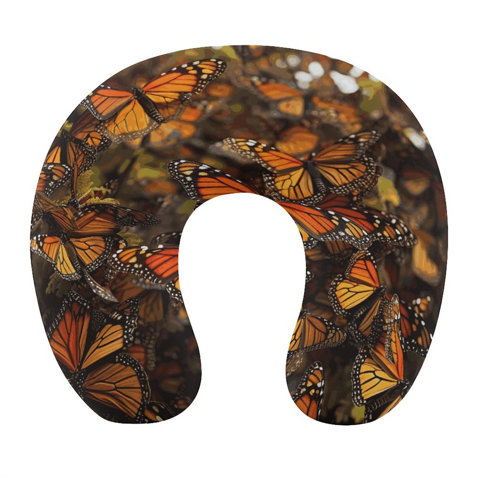 VstaDank Monarch Butterflies Neck Pillow Soft Comfortable Travel U Shaped Pillows Portable Pillows for Shoulder Memory Foam Head Support Pillow for Airplane Car Home Office