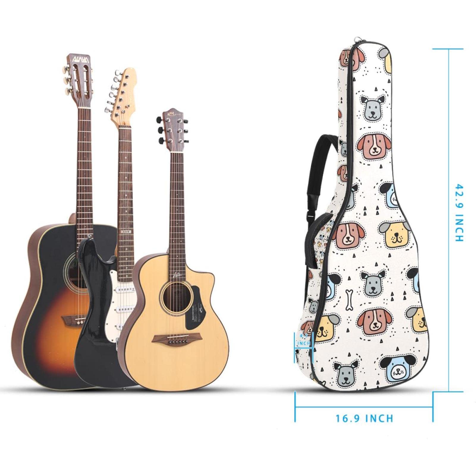 Torba na gitarę akustyczną wodoodporna gitara plecak gruby miękki wyściełany płaski 'Happy Easter Bunny Egg' klasyczna gitara etui, Kolor8, 42.9x16.9x4.7 in, Organizer do torby