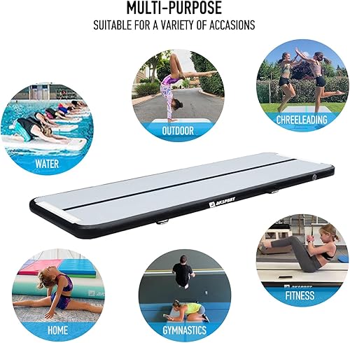 Miniatura 6 de AKSPORT - Colchoneta inflable para gimnasia, con bomba de aire, para el hogar, acrobacias, gimnasio, entrenamiento, animación, parkour, playa,