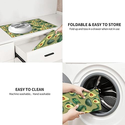 Vista 33 de Tapete de secado de platos de limón de 18 x 24 pulgadas para encimera de cocina, almohadilla absorbente de microfibra para escurrir platos, tapetes